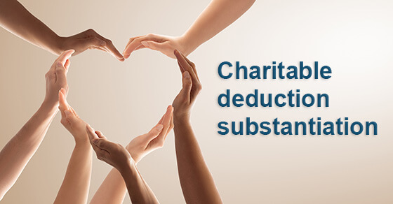 picture of hands forming a heart with the words "Charitable deduction substantiation"