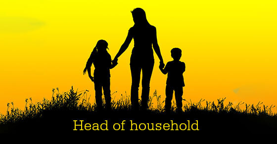 silhouettes of a parent and two children with "head of household" in text at the bottom.