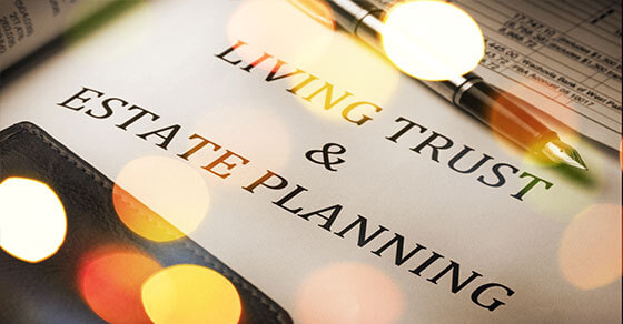 image of a document with "living trust and estate planning" written along the top.