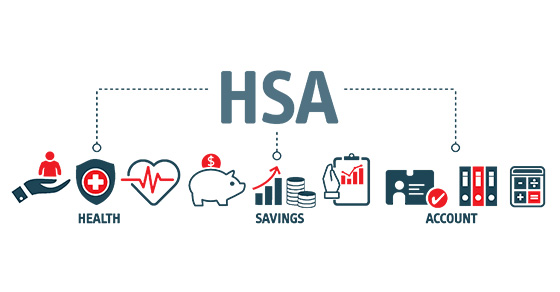 Graphic of various health and accounting related icons with "HSA" at the top.