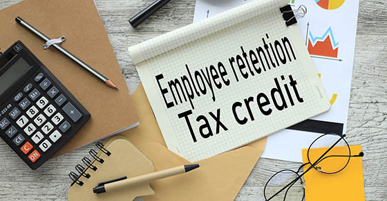 Employee retention tax credit. text on page on notepad. stationery