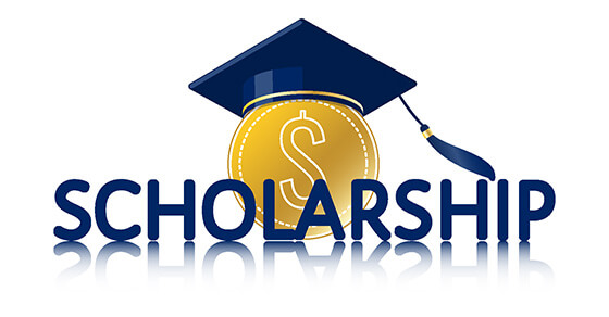 graphic of a coin wearing a graduation had and the word "Scholarship" in front