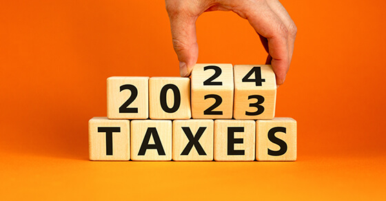 scabble blocks spelling out "2024 Taxes"