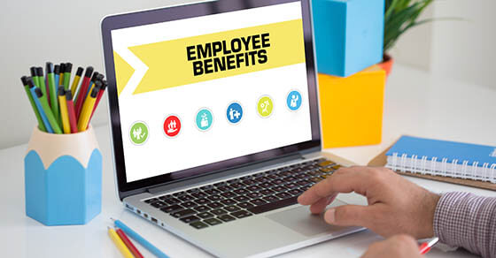 Employee Benefits Concept on Laptop Screen