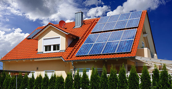 image of solar panels on a home. 